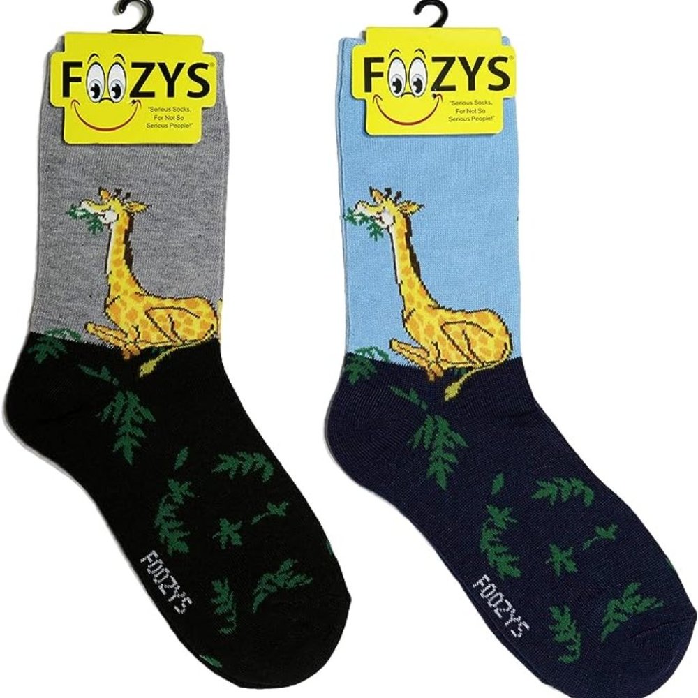 Giraffe Manor Tallest Animal Long Neck African 2 Pairs Foozys Women's Socks